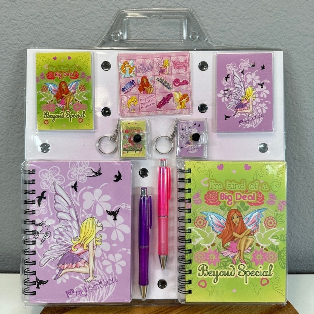VTG Fairyβ Stationery Set FUN Pack Journals Pens Stickers Keychains Gift JUMBO